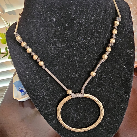 Bohemian Oversized Hoop Statement Pendant Beaded Necklace NWOT - Picture 4 of 7